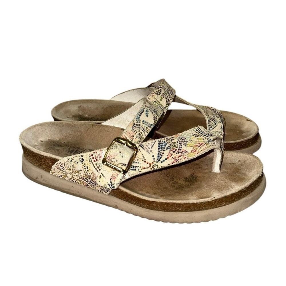 Mephisto Helen Multicolored Bambou Cork Footbed Thong Sandals Comfort EU 38